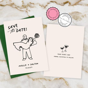 Modelo de convite manuscrito para salvar a data, ilustração de rabisco desenhado à mão, lindo cartão de casamento para salvar nossa data, ilustrado para salvar as datas 9n