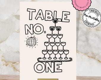 Hochzeit Tischnummern Vorlage Skurril Hochzeit Tischnummern Printable Empfang Tischdekoration Lustige Handgezeichnete Tischnummer Hochzeitsschilder 9n