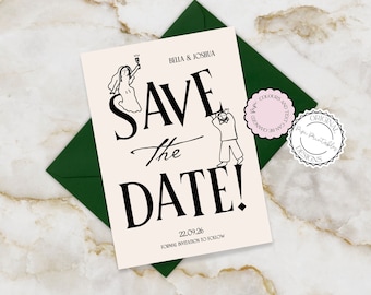 Save The Date Invitation Template Hand Drawn Scribble Illustrations Cute Whimsical Illustrated Wedding Save Our Date Cards Save The Dates 9n