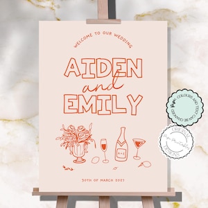 Hand Drawn Wedding Welcome Sign Template Colorful Wedding Welcome Sign Fun Whimsical Wedding Welcome Sign Handwritten Wedding Decor Canva P3
