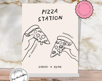 Wedding Pizza Sign Template Hand Drawn Wedding Sign Handwritten Pizza Menu Italian Wedding Food Sign Editable Illustrated Signage Table Sign