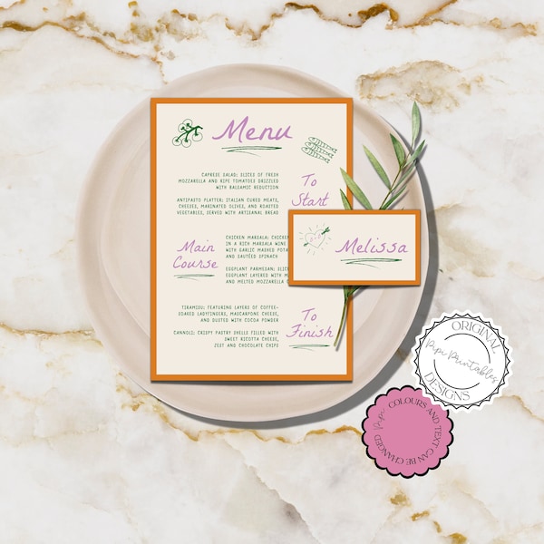 Dinner Menus and Place Cards Etsy