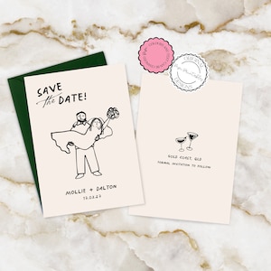 Illustrierte Save The Date Einladungskarte Vorlage Handgezeichnete Scribble Illustration Niedlich Handgeschriebene Hochzeit Save The Date Karte Save The Dates 9n