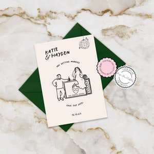 Handgezeichnete Save-The-Date-Einladungsvorlage, illustrierte Scribble-Illustration, niedliche handschriftliche Save-Our-Date-Hochzeitskarte, Save The Dates 9n
