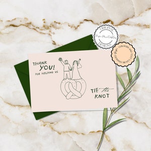 Modèle de carte de remerciement pour mariage Illustration de griffonnage mignon dessinée à la main Note de mariage manuscrite Cartes de remerciement illustrées colorées pour invités 9n