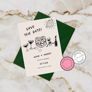 Illustrierte Save The Date Einladung Vorlage Scribble Illustration Printable Save The Date Karten Hochzeit lädt ein Einzigartige Save Our Dates L