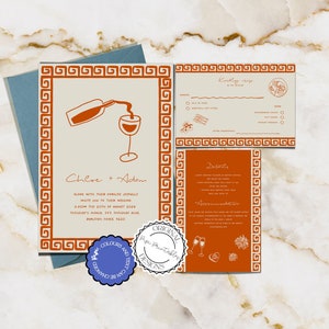 Hand Drawn Wedding Invitation Suite Template Scribble Illustrated Wedding Invites Illustration Wedding Invite Printable Terracotta Invite 88