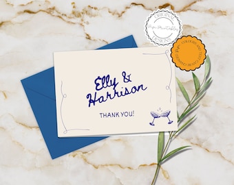 Handwritten Wedding Thank You Card Template Hand Drawn Cute Scribble Illustration Wedding Note Minimal Illustrated Guest Thank You Cards 067