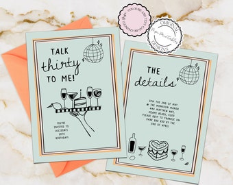 Hand Drawn 30th Birthday Invitation Template Scribble Illustrated Talk Thirty To Me Invite Unique Illustration Handwritten Party Invitation