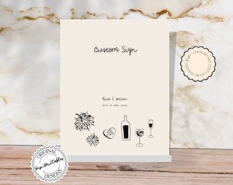 Custom Wedding Sign Template Quirky Hand Drawn Scribble Illustrations Handwritten Wedding Decorations Printable Cute Illustrated Signage 5q