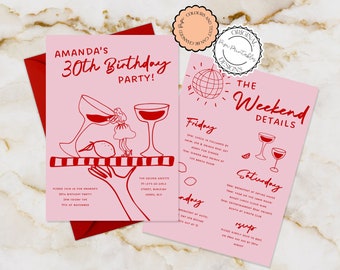 Illustrated 30th Birthday Invitation Template Handwritten Party Invitation Hand Drawn Scribble Illustrations 30th Invites Thirty Invitation