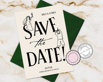 Save The Date Invitation Template Hand Drawn Scribble Illustrations Cute Whimsical Illustrated Wedding Save Our Date Cards Save The Dates 9n