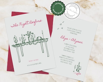 The Night Before Wedding Invitation Template Scribble Illustrated Rehearsal Dinner Invites Hand Drawn Illustrations Wedding Dinner Invite