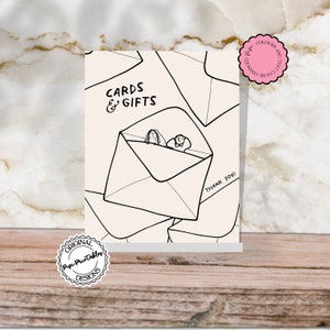 Cartões e presentes modelo de sinal desenhado à mão rabisco ilustração pessoas fofas estilo retro sinalização de mesa de presente de casamento sinal de evento ilustrado 9n