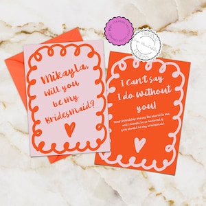 Handgetekende bruidsmeisje voorstel kaartsjabloon Krabbel illustraties Maid of Honor voorstel kaart geïllustreerd Zult u mijn bruidsmeisje kaart zijn