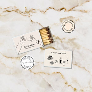 Matchbox Favor Template Hand Drawn Scribble Illustrations Wedding Matches Handwritten Wedding Gift Illustrated Gift Guest Custom Favours 5q