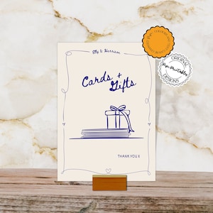 Cards And Gifts Sign Template Hand Drawn Scribble Illustration Cute Couple Shower Fun Wedding Gift Table Signage Illustrated Event Sign 067