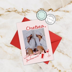 Hand Drawn Bridesmaid Proposal Card Template Illustration Wine Matron Of Honor Proposal Card Photo Bridesmaid Gift Will You Be My Bridesmaid