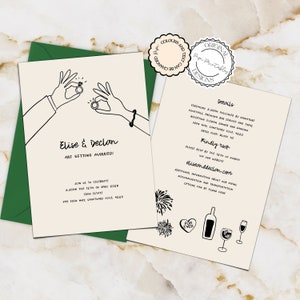 Hochzeitseinladung Vorlage Hand Gezeichnet Retro Scribble Illustration Einzigartige Hochzeitseinladungen Skurrile Illustrierte Hochzeitseinladung Printable 5q