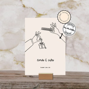 Kaarten en geschenken teken sjabloon Hand getekende krabbel illustratie Schattig eigenzinnige retro-stijl huwelijkscadeau tabel bewegwijzering geïllustreerd evenement teken 5q