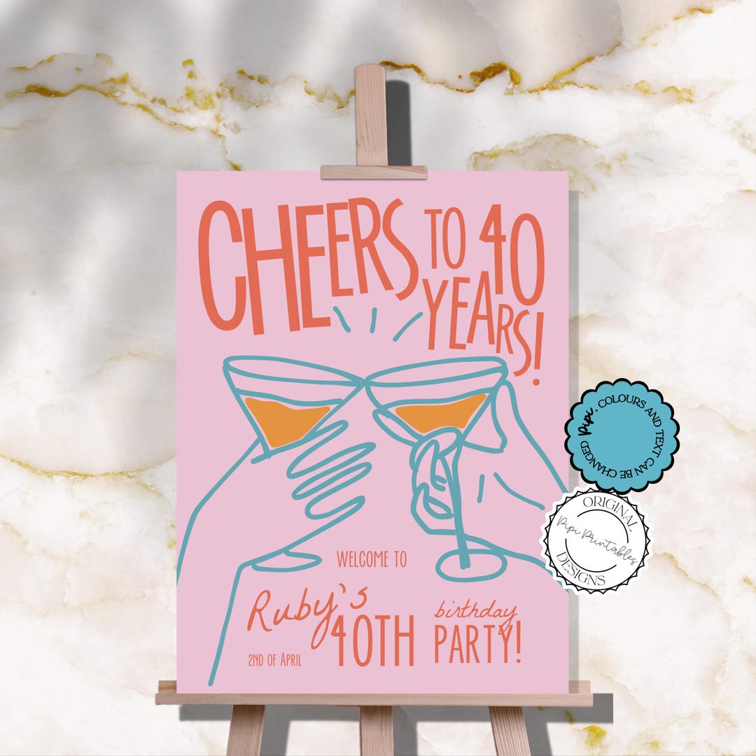 40th Birthday Party Welcome Sign Template Colorful Cheers to 40 40th Birthday Party Welcome Sign Template Colorful Cheers to 40