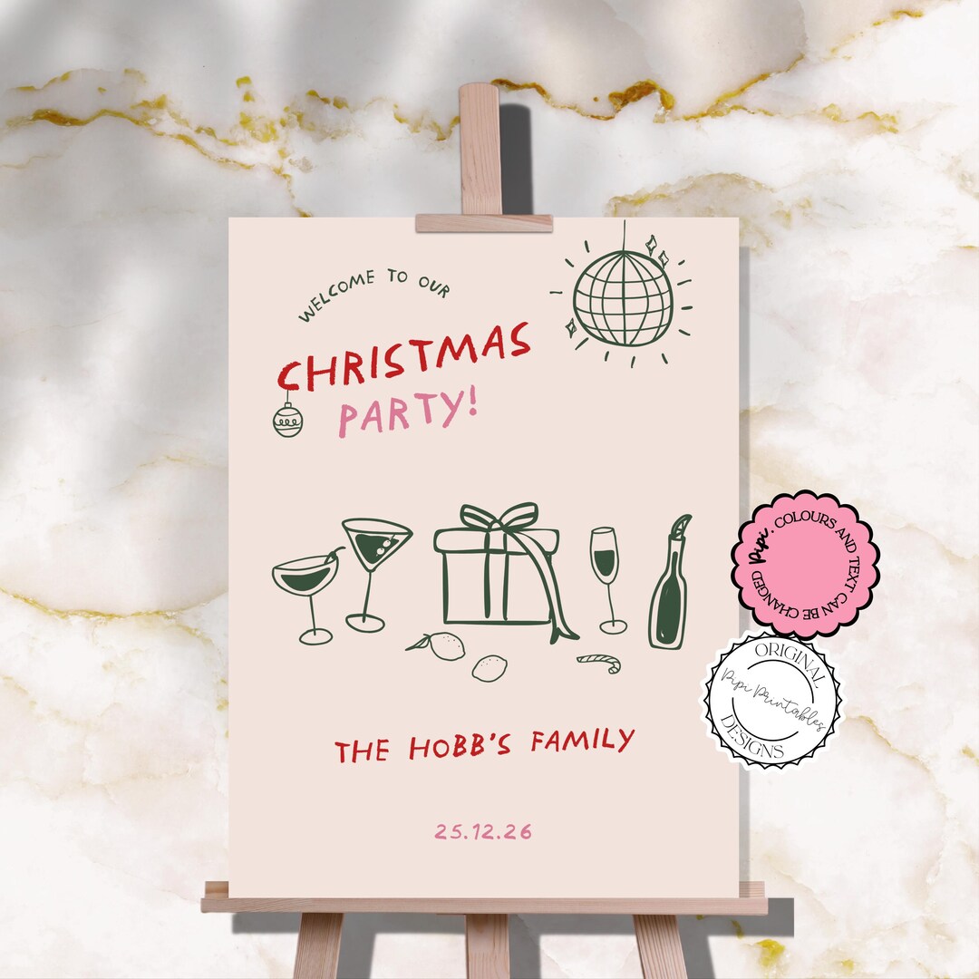 Illustrated Christmas Welcome Sign Template Fun Scribble Illustrations ...