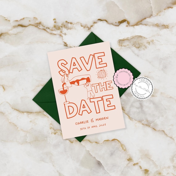 Save The Date Invitation Template Hand Drawn Scribble Illustrations Cute Whimsical Illustrated Wedding Save Our Date Cards Save The Dates 9n