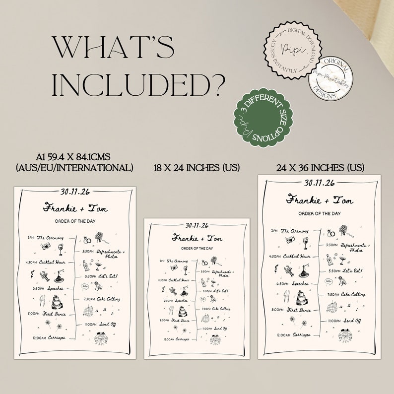Printable Order of Events Wedding Sign Hand Drawn Wedding - Etsy