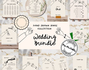 Illustrated Wedding Day Templates Bundle Hand Drawn Cute Quirky Scribble Illustrations Wedding Stationery Wedding Package Printable Decor 5q