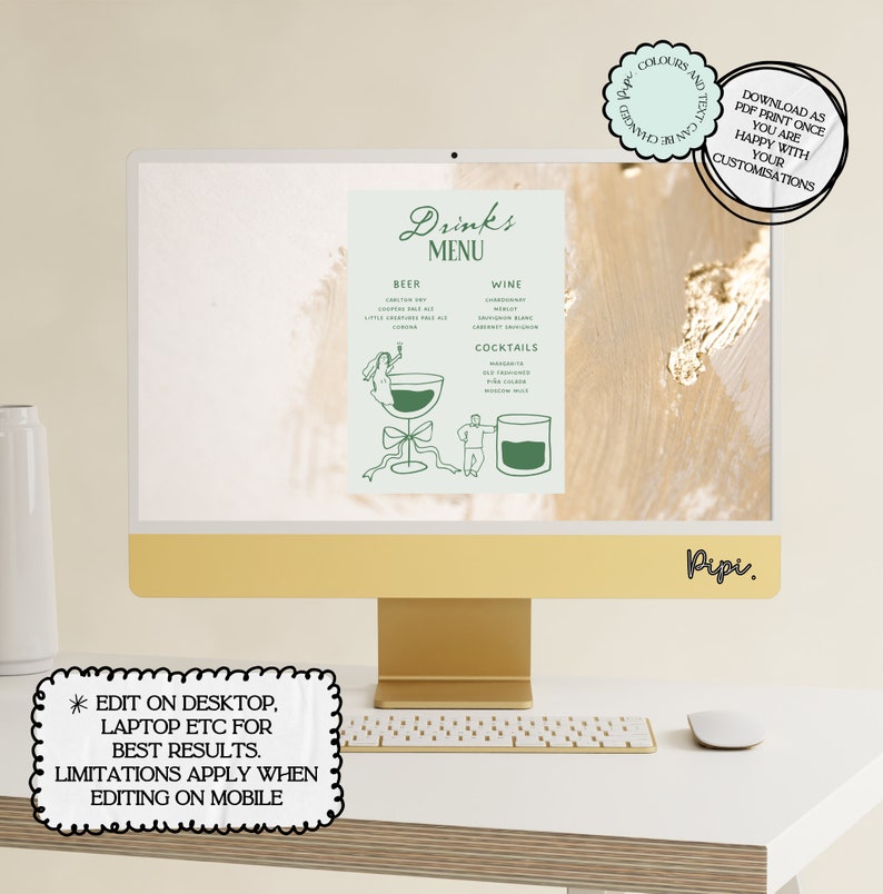 Hand Drawn Bar + Drinks Menu Template Scribble Illustrations Cute ...