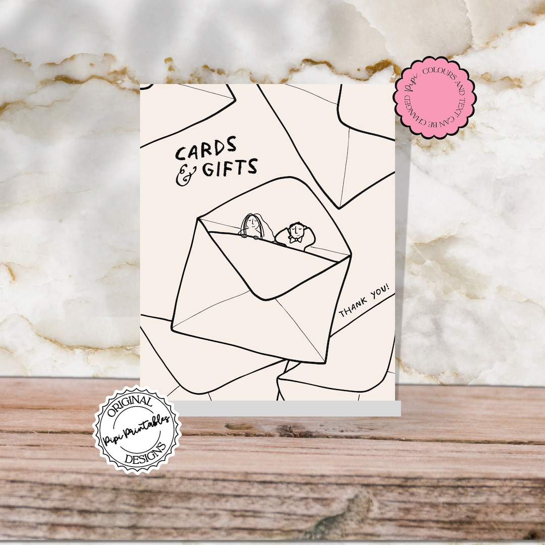 Cards and Gifts Sign Template Hand Drawn Scribble Illustration Cute ...