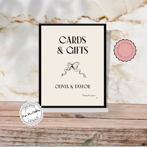 Karten und Geschenke Zeichen Vorlage Handgezeichnete Gekritzel Illustration Altes Geld Retro Vintage Hochzeit Geschenk Tisch Signage Illustriert Ereignis Zeichen 90er Jahre