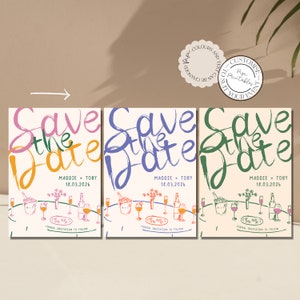 Illustrated Save the Date Printable Template Hand Drawn Illustrations ...