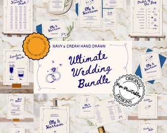 Wedding Day Templates Bundle Hand Drawn Cute Heart Scribble Illustrations Wedding Stationery Illustrated Wedding Package Printable Decor 067