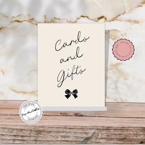 Cards And Gifts Sign Template Hand Drawn Bow Scribble Illustration Retro Vintage Style Wedding Gift Table Signage Illustrated Event Sign 10