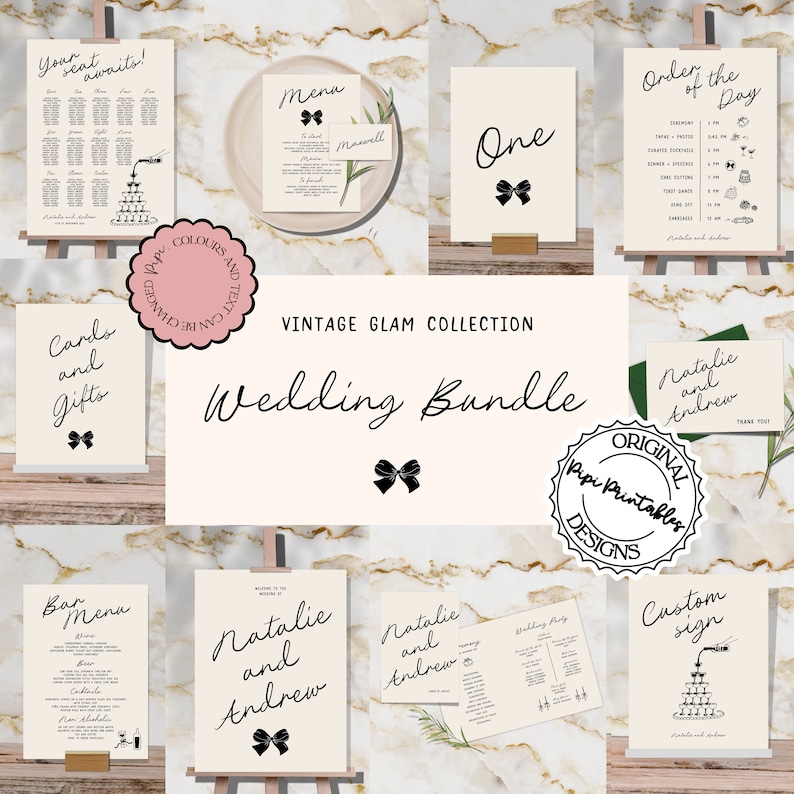 Hand Drawn Wedding Day Template Bundle Handwritten Wedding Stationery Hand Drawn Wedding Day Template Bundle Handwritten Wedding Stationery