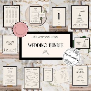 Wedding Day Templates Bundle Hand Drawn Old Money Scribble Illustrations Wedding Stationery Illustrated Wedding Decorations Printable 90s