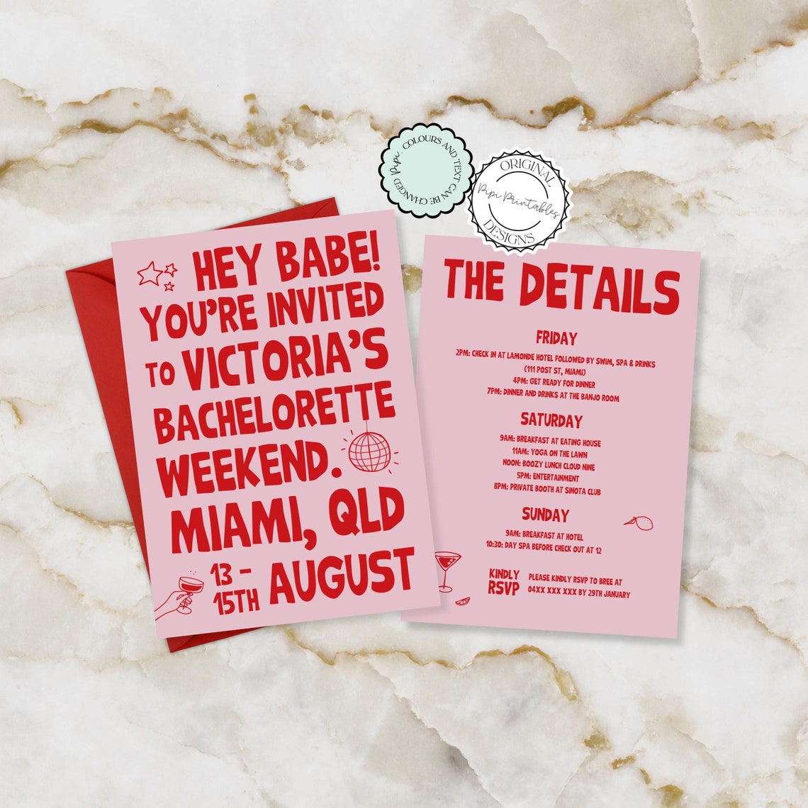 Illustrated Bachelorette Party Invitation Template Handwritten Hens