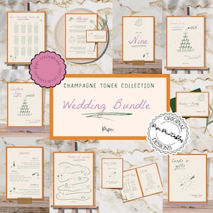 Hand Drawn Wedding Day Templates Bundle Scribble Illustrated Wedding Stationery Package Handwritten Wedding Decor Colorful Illustrations 08