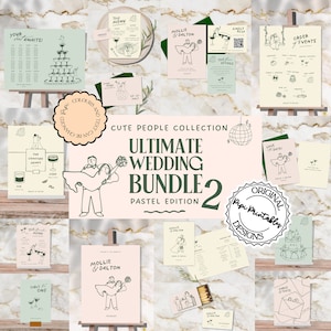 Wedding Day Templates Bundle Hand Drawn Cute People Scribble Illustrations Wedding Stationery Illustrated Wedding Package Printable Decor 9n