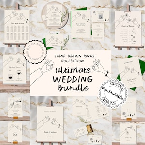 Wedding Day Templates Bundle Hand Drawn Cute Quirky Scribble Illustrations Wedding Stationery Illustrated Wedding Package Printable Decor 5q
