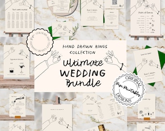 Wedding Day Templates Bundle Hand Drawn Cute Quirky Scribble Illustrations Wedding Stationery Illustrated Wedding Package Printable Decor 5q
