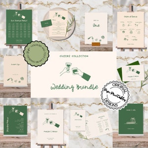 Wedding Day Templates Bundle Hand Drawn Fun Colorful Scribble Illustrations Wedding Stationery Illustrated Wedding Decorations Printable i9