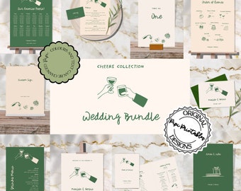 Wedding Day Templates Bundle Hand Drawn Fun Colorful Scribble Illustrations Wedding Stationery Illustrated Wedding Decorations Printable i9