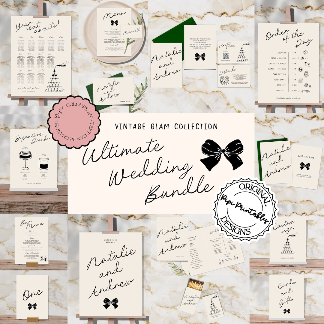Illustrated Wedding Day Template Bundle Handwritten Wedding Stationery Illustrated Wedding Day Template Bundle Handwritten Wedding Stationery