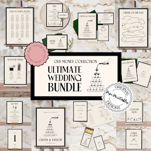 Hand Drawn Wedding Day Templates Bundle Old Money Scribble Illustrations Wedding Stationery Illustrated Wedding Decorations Printable 90s