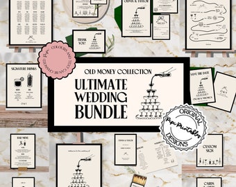 Hand Drawn Wedding Day Templates Bundle Old Money Scribble Illustrations Wedding Stationery Illustrated Wedding Decorations Printable 90s