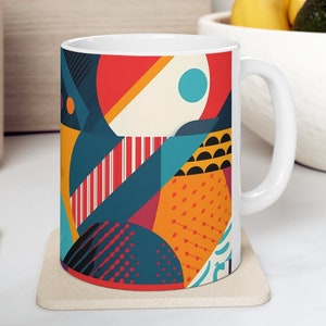 Colorful Vibrant Pattern Mug, Abstract Mug, Colorful Mug, Ceramic Coffee Cup, 11 & 15 Oz Mug