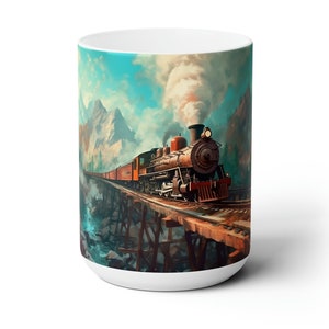 Train Mug, Ceramic Coffee Cup, Train Coffee Mug, Train Lovers Gift, 11 & 15 Oz Mug