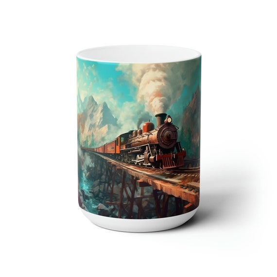 Train Mug, Ceramic Coffee Cup, Train Coffee Mug, Train Lovers Gift, 11 & 15 Oz Mug